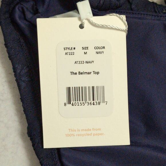 Andie Belmar Top Navy Blue Bikini Triangle Swimwear Bathing Suit Twisted M New - Picture 11 of 11